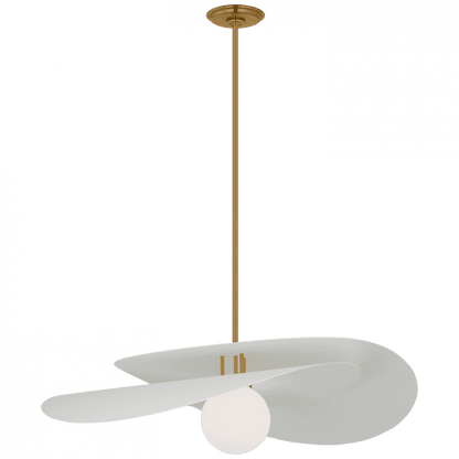Visual Comfort Signature Mahalo 32 Hand-Rubbed Antique Brass and Matte White