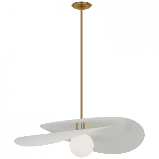 Visual Comfort Signature Mahalo 32 Hand-Rubbed Antique Brass and Matte White