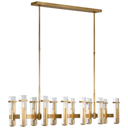 Visual Comfort Signature Malik Large Linear Chandelier Hand-Rubbed Antique Brass