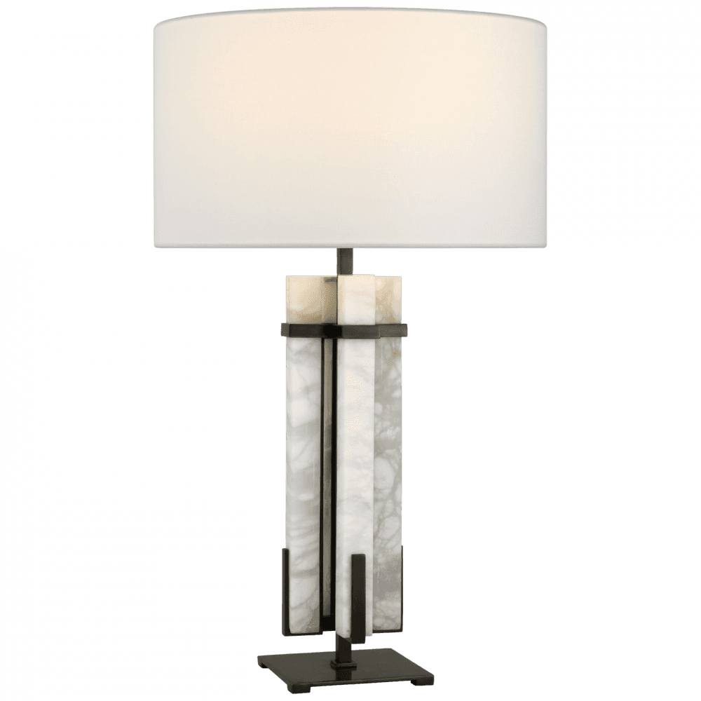 Visual Comfort Signature Malik Large Table Lamp Bronze and Alabaster