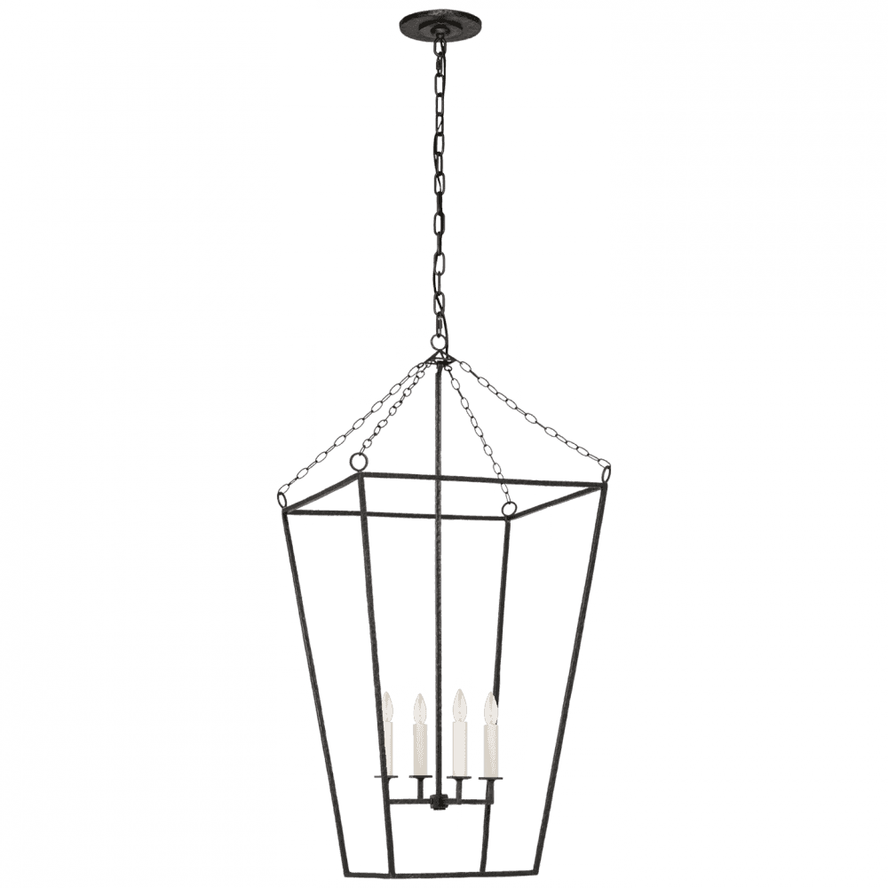Visual Comfort Signature Malloy Open Frame Forged Lantern Aged Iron