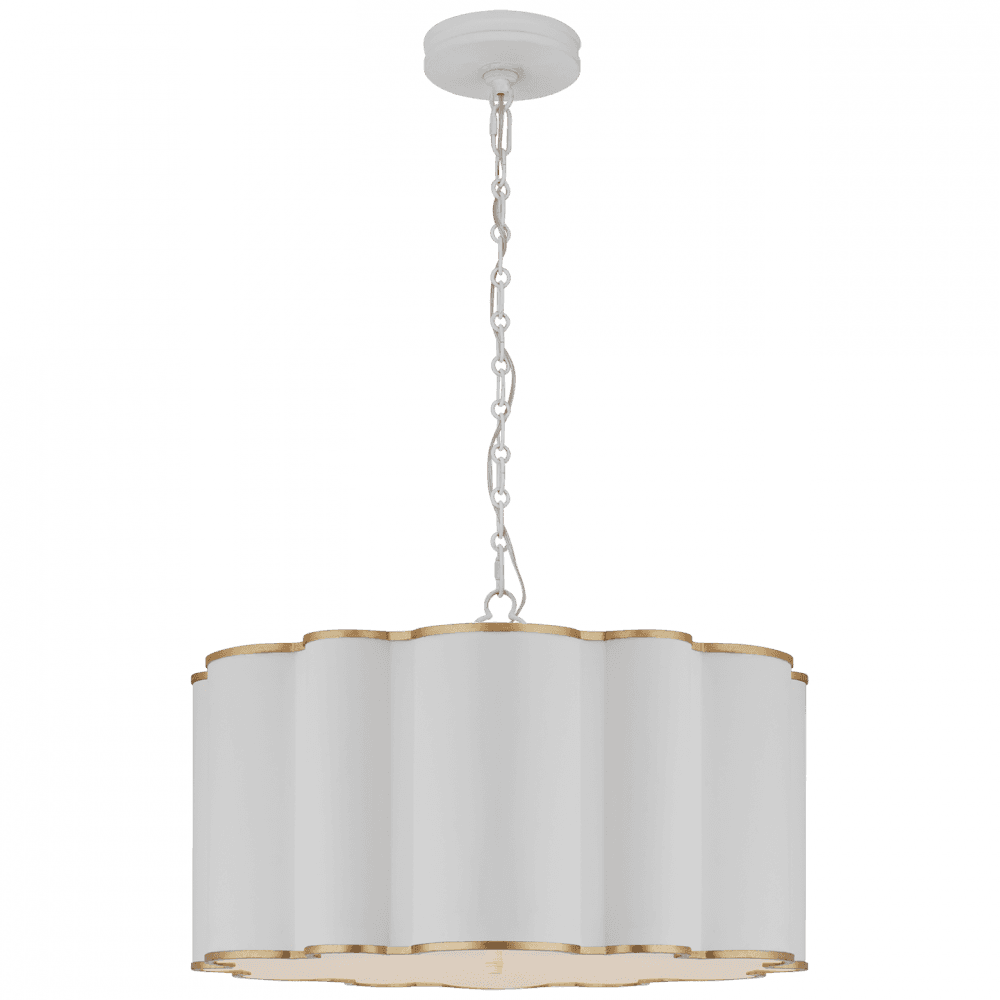 Visual Comfort & Co. Signature Collection Markos Drum Shade Pendant, 4-Light, White, Gild, 26"W (AH 5215WHT/G-FA CLV61)