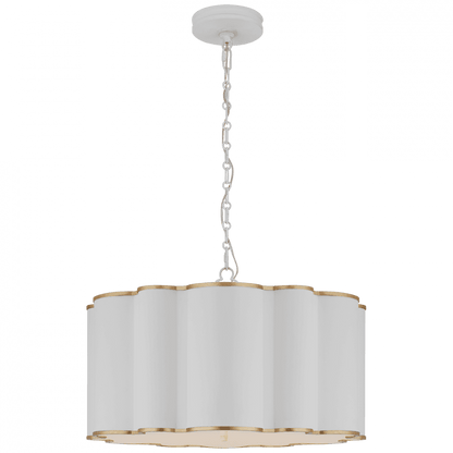 Visual Comfort & Co. Signature Collection Markos Drum Shade Pendant, 4-Light, White, Gild, 26"W (AH 5215WHT/G-FA CLV61)