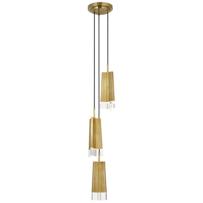 Visual Comfort Signature Matcha 3 Light Pendant Hand-Rubbed Antique Brass
