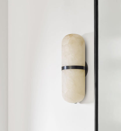 Visual Comfort & Co. Signature Collection Melange Pill Form Wall Sconce, 2-Light, Bronze, Alabaster Shade, 12.5"H (KW 2012BZ-ALB 2V3RH)