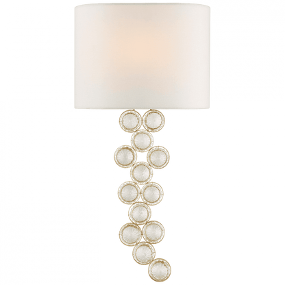 Visual Comfort & Co. Signature Collection Milazzo Medium Left Wall Sconce, 1-Light, Gild and Crystal, Linen Shade, 24"H (JN 2201G/CG-L CPTWR)
