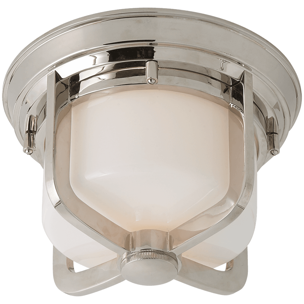 Visual Comfort Signature Milton Short Outdoor Flush Mount Polished Nickel