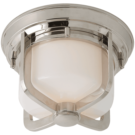 Visual Comfort Signature Milton Short Outdoor Flush Mount Polished Nickel