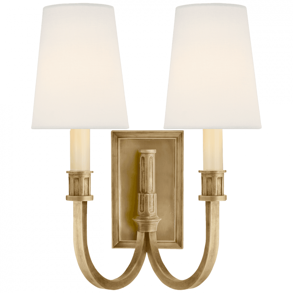 Visual Comfort Signature Modern Library Double Sconce Hand-Rubbed Antique Brass
