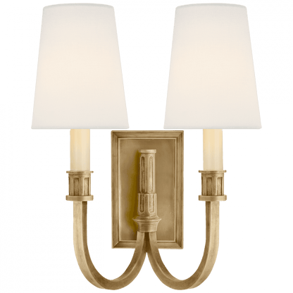 Visual Comfort Signature Modern Library Double Sconce Hand-Rubbed Antique Brass