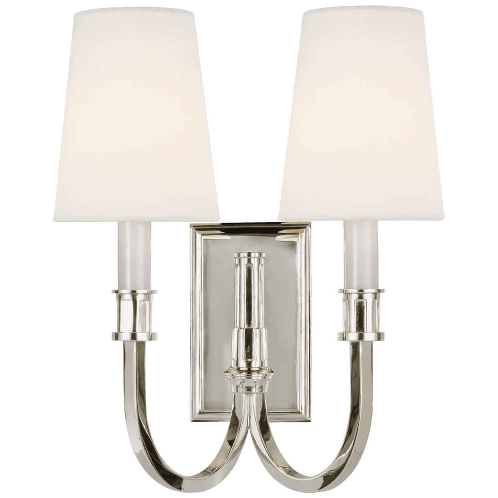 Visual Comfort Signature Modern Library Double Sconce Polished Nickel