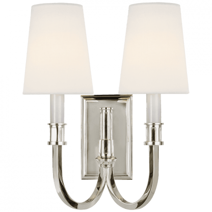 Visual Comfort Signature Modern Library Double Sconce Polished Nickel