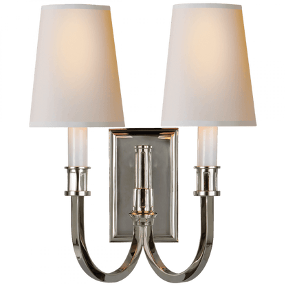 Visual Comfort & Co. Signature Collection Modern Library Wall Sconce, 2-Light, Polished Nickel, Natural Paper Shade, 14.5"H (TOB 2328PN-NP 2CWF7)