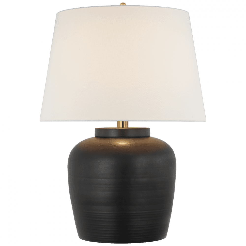 Visual Comfort & Co. Signature Collection Nora Medium Table Lamp, 1-Light, LED, Matte Black, Linen Shade, 28"H (MF 3638BLK-L D03TE)