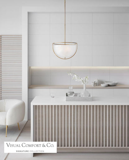 Visual Comfort & Co. Signature Collection Odeon Large Pendant - Hand-Rubbed Antique Brass