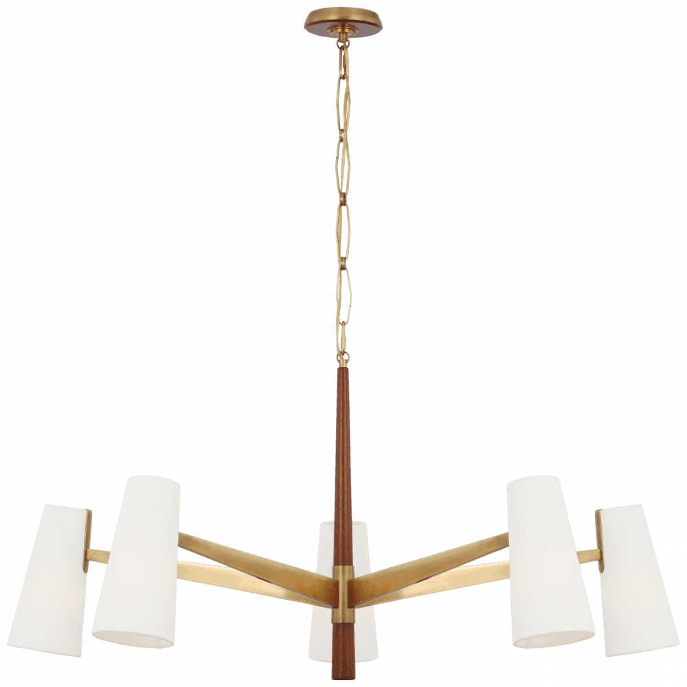 Visual Comfort Signature Olina 44 Hand-Rubbed Antique Brass and Mahogany