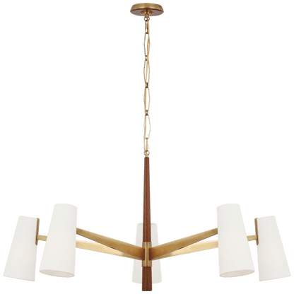 Visual Comfort Signature Olina 44 Hand-Rubbed Antique Brass and Mahogany