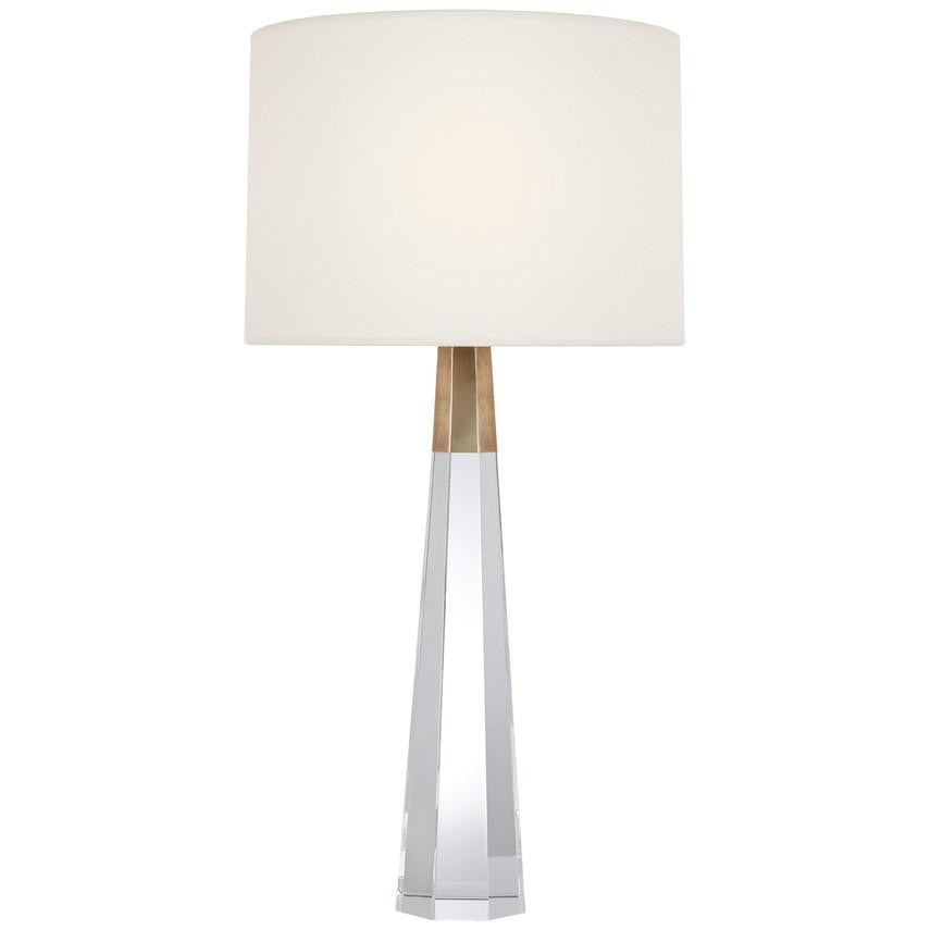 Visual Comfort Signature Olsen Cordless Table Lamp Crystal and Hand-Rubbed Antique Brass