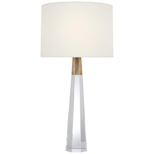 Visual Comfort Signature Olsen Cordless Table Lamp Crystal and Hand-Rubbed Antique Brass