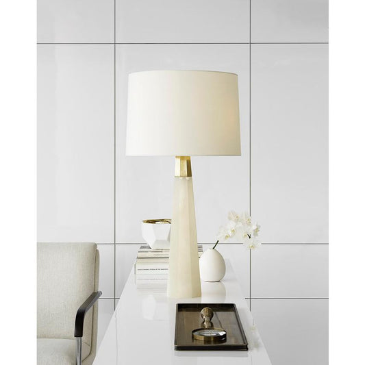 Visual Comfort & Co. Signature Collection Olsen Table Lamp, 2-Light, Crystal with Brass, Linen Shade, 32.5"H (ARN 3026CG/HAB-L 2R348)