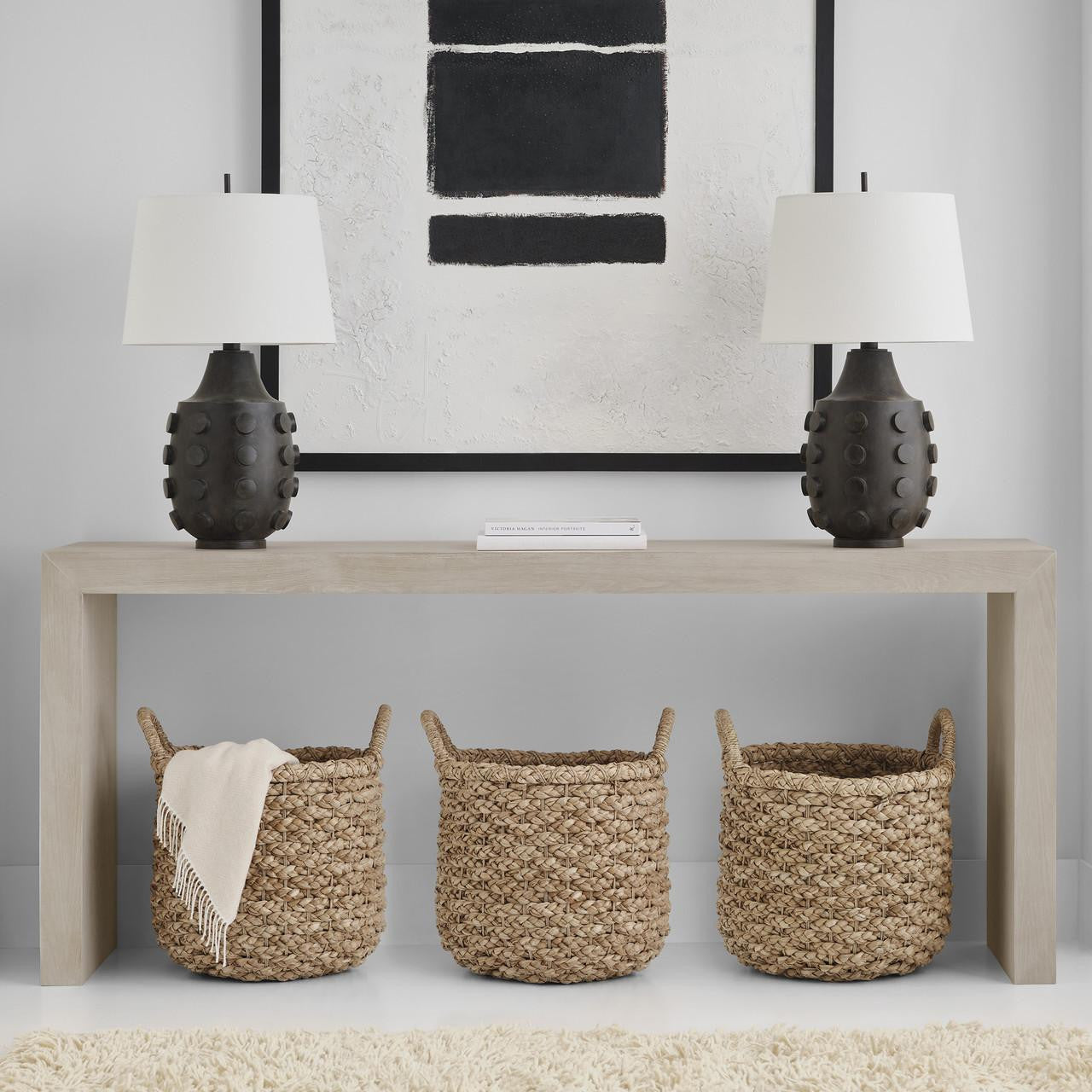 Visual Comfort & Co. Signature Collection Orly Large Table Lamp, 1-Light, LED, Garden Bronze, Linen Shade, 31.5"H (TOB 3415GBZ-L D02U4)