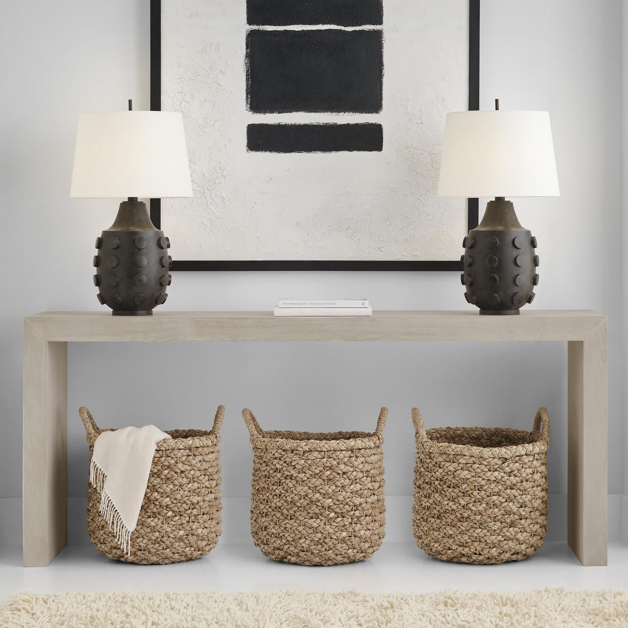 Visual Comfort & Co. Signature Collection Orly Large Table Lamp, 1-Light, LED, Garden Bronze, Linen Shade, 31.5"H (TOB 3415GBZ-L D02U4)