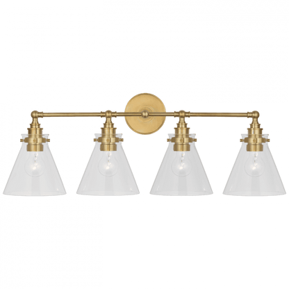 Visual Comfort & Co. Signature Collection Parkington Bath Bar - Antique-Burnished Brass and Clear Glass