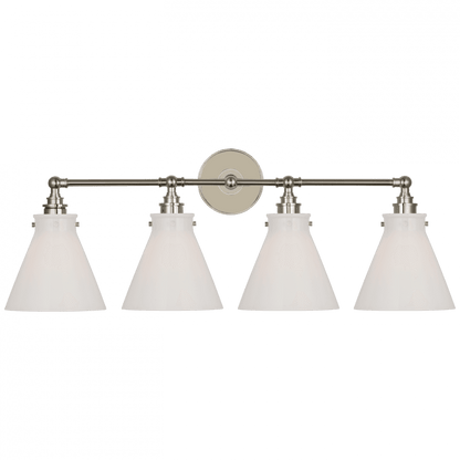 Visual Comfort & Co. Signature Collection Parkington Bath Bar - Polished Nickel and White Glass 32.5"