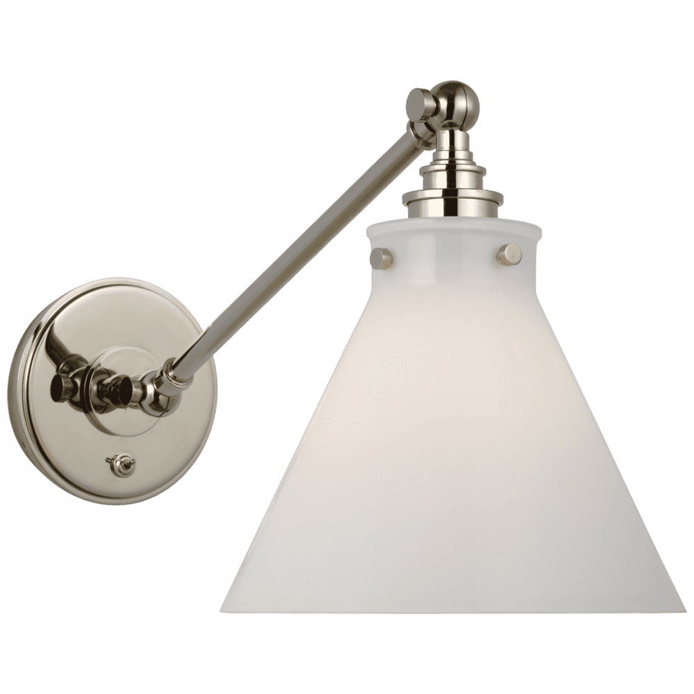 Visual Comfort Signature Parkington Single Library Wall Light Polished Nickel