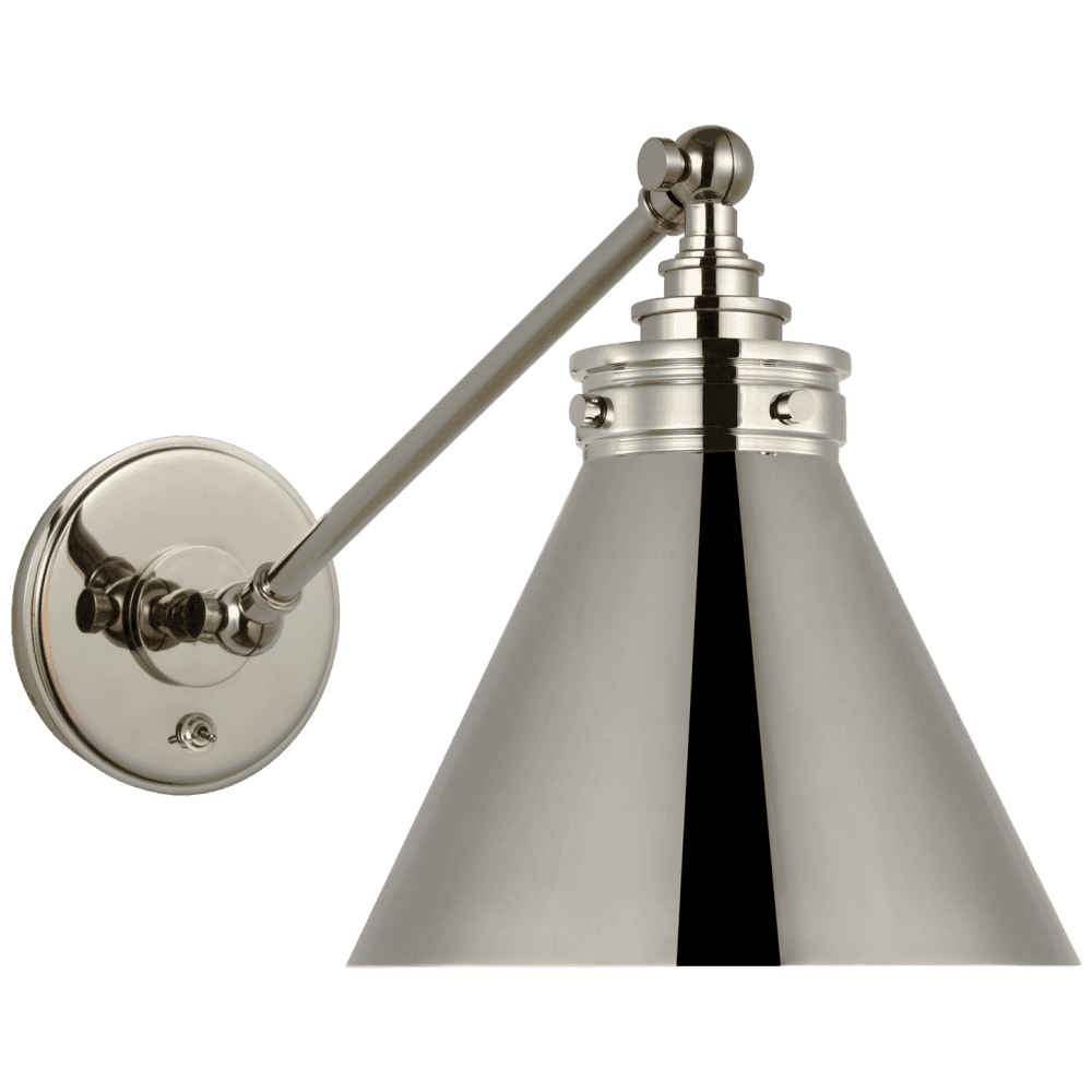 Visual Comfort & Co. Signature Collection Parkington Single Library Wall Light - Polished Nickel