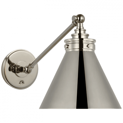 Visual Comfort & Co. Signature Collection Parkington Single Library Wall Light - Polished Nickel
