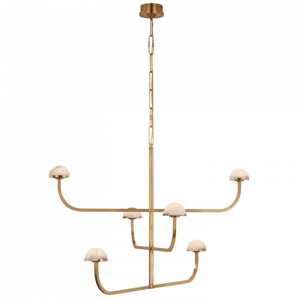 Visual Comfort Signature Pedra Three Tier Shallow Chandelier Antique-Burnished Brass