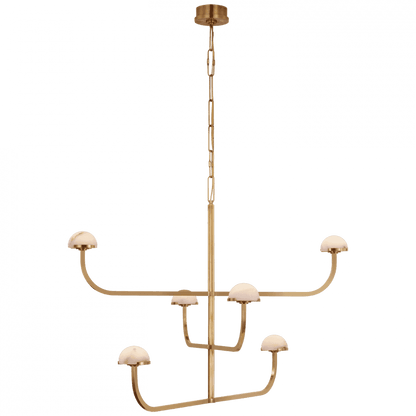 Visual Comfort Signature Pedra Three Tier Shallow Chandelier Antique-Burnished Brass