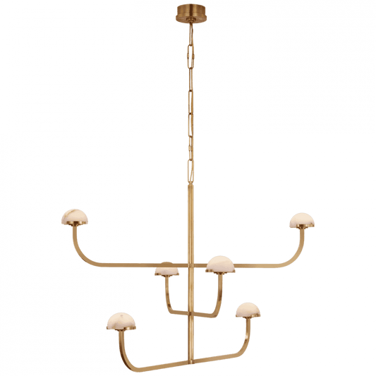 Visual Comfort Signature Pedra Three Tier Shallow Chandelier Antique-Burnished Brass