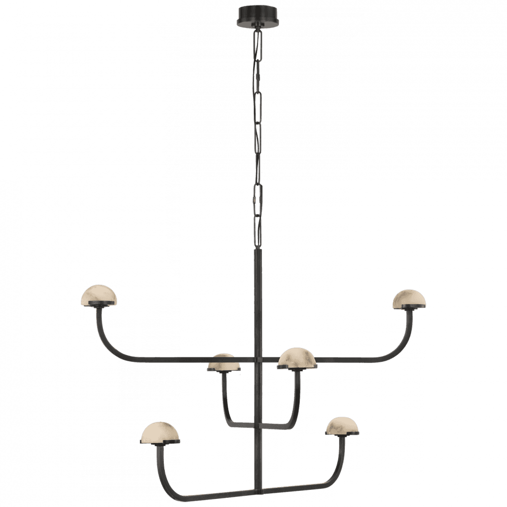 Visual Comfort Signature Pedra Three Tier Shallow Chandelier Bronze