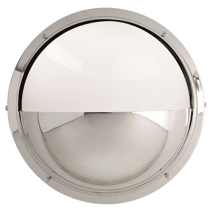 Visual Comfort & Co. Signature Collection Pelham Moon Outdoor Wall Sconce, 1-Light, Polished Nickel, White Glass, 10"H (TOB 2208PN-WG 2CVJH)