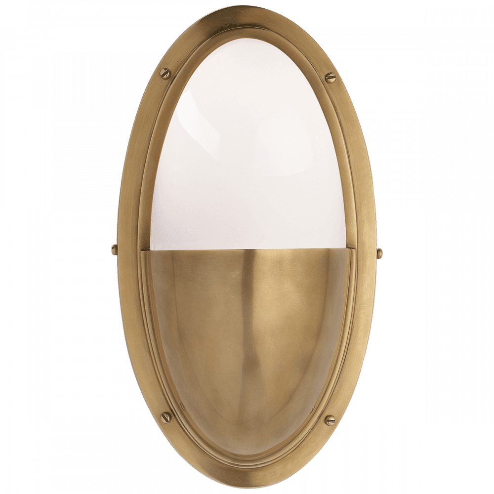 Visual Comfort & Co. Signature Collection Pelham Oval Light, 1-Light, Hand-Rubbed Antique Brass, 11.5"H (TOB 2209HAB-WG 2CVJL)