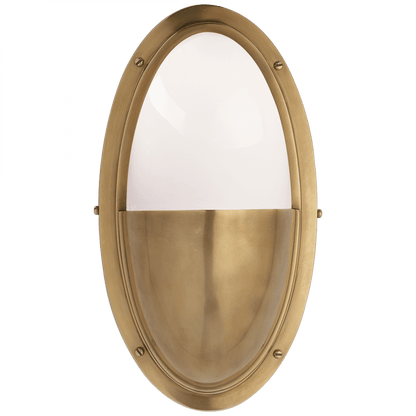 Visual Comfort & Co. Signature Collection Pelham Oval Light, 1-Light, Hand-Rubbed Antique Brass, 11.5"H (TOB 2209HAB-WG 2CVJL)