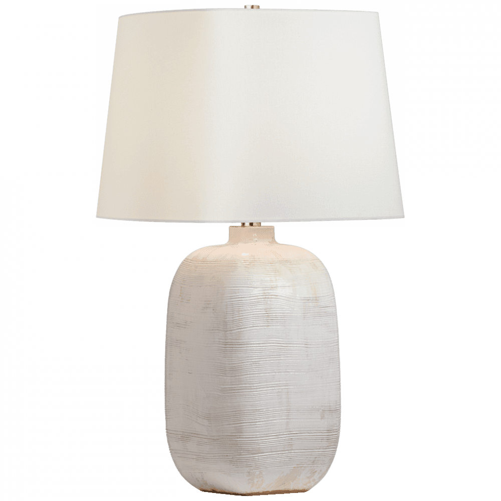 Visual Comfort Signature Pemba Large Combed Table Lamp Glossy White Crackle