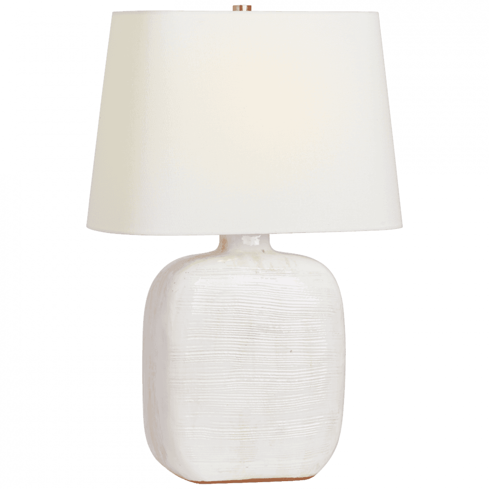 Visual Comfort Signature Pemba Medium Combed Table Lamp Glossy White Crackle