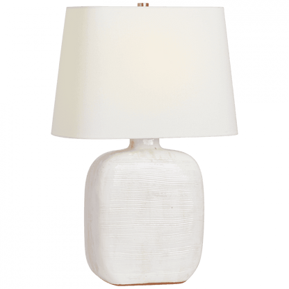 Visual Comfort Signature Pemba Medium Combed Table Lamp Glossy White Crackle