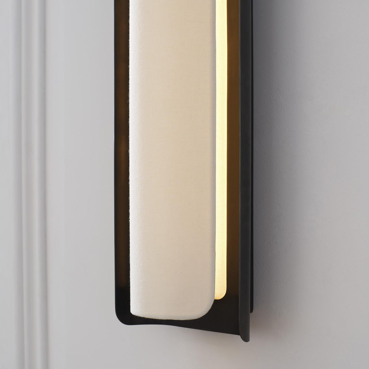 Visual Comfort Signature Penumbra 21 Hand-Rubbed Antique Brass and Linen