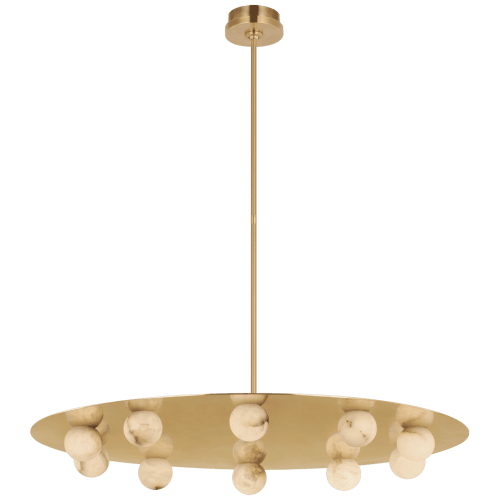 Visual Comfort Signature Pertica Integrated LED Chandelier Mirrored Antique Brass