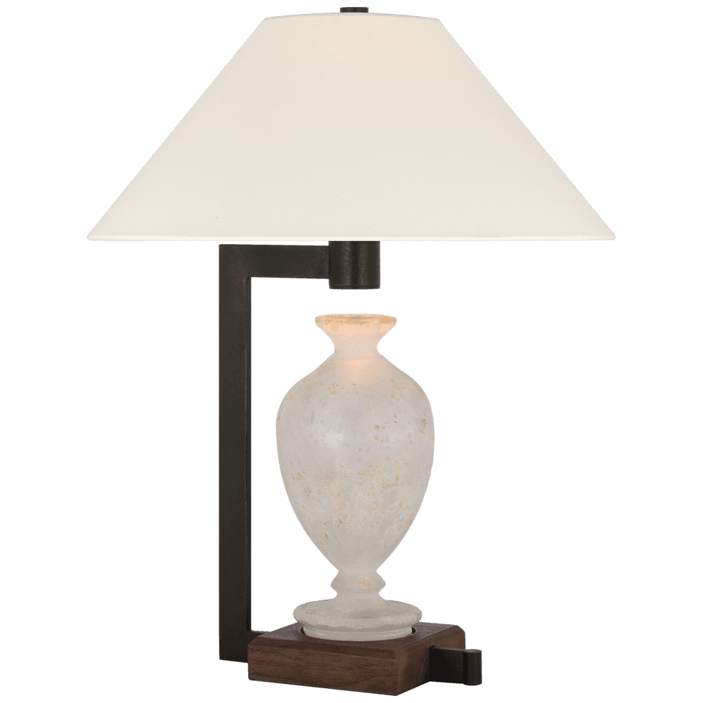 Visual Comfort Signature Phial Large Display Form Table Lamp Etruscan Glass and Warm Iron and Dark Walnu