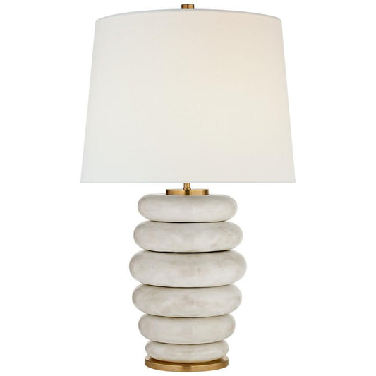 Visual Comfort Signature Phoebe Cordless Stacked Table Lamp Antiqued White Ceramic