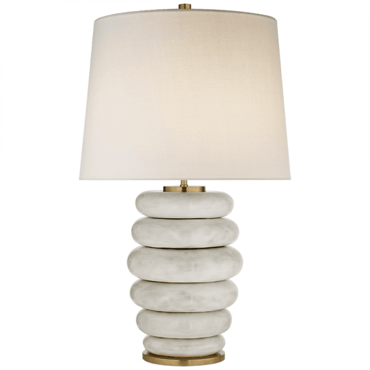 Visual Comfort Signature Phoebe Stacked Table Lamp Antiqued White Ceramic
