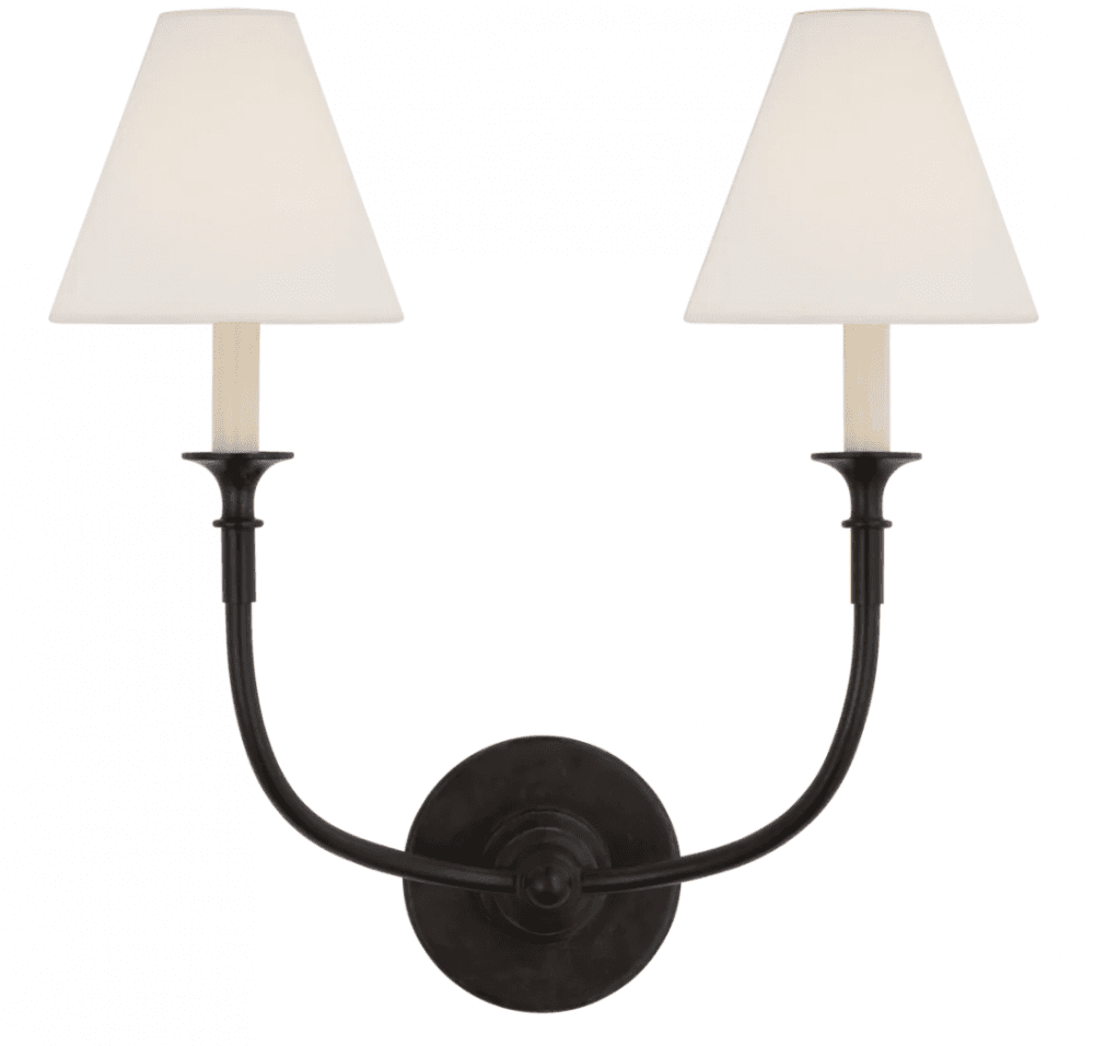 Visual Comfort Signature Piaf Double Sconce Aged Iron