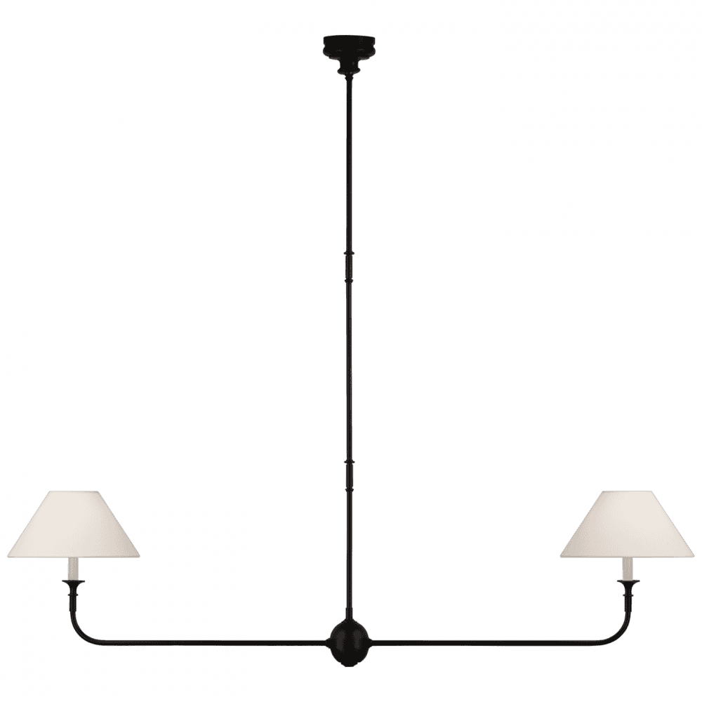 Visual Comfort Signature Piaf Large Linear Pendant Aged Iron and Ebonized Oak