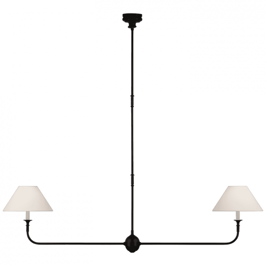 Visual Comfort Signature Piaf Large Linear Pendant Aged Iron and Ebonized Oak