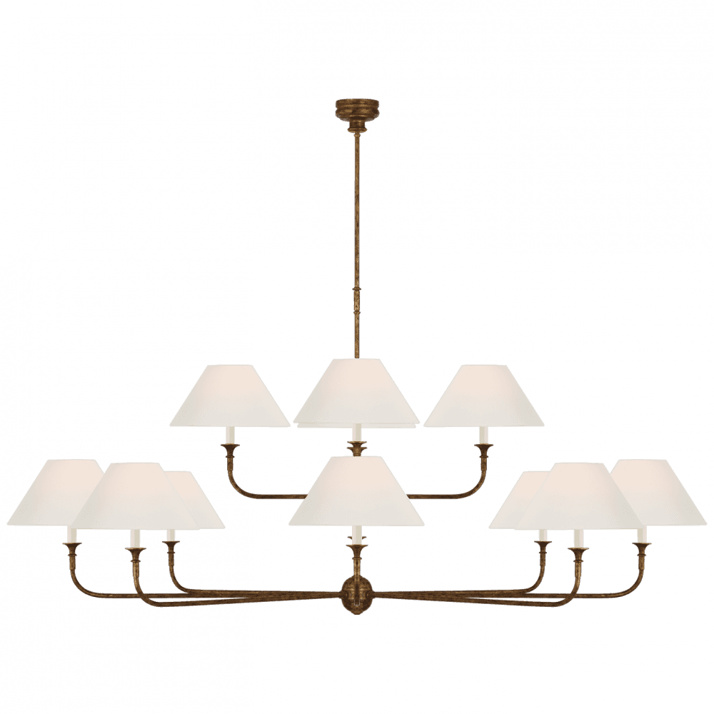 Visual Comfort Signature Piaf Oversized Two Tier Chandelier Antique Gild